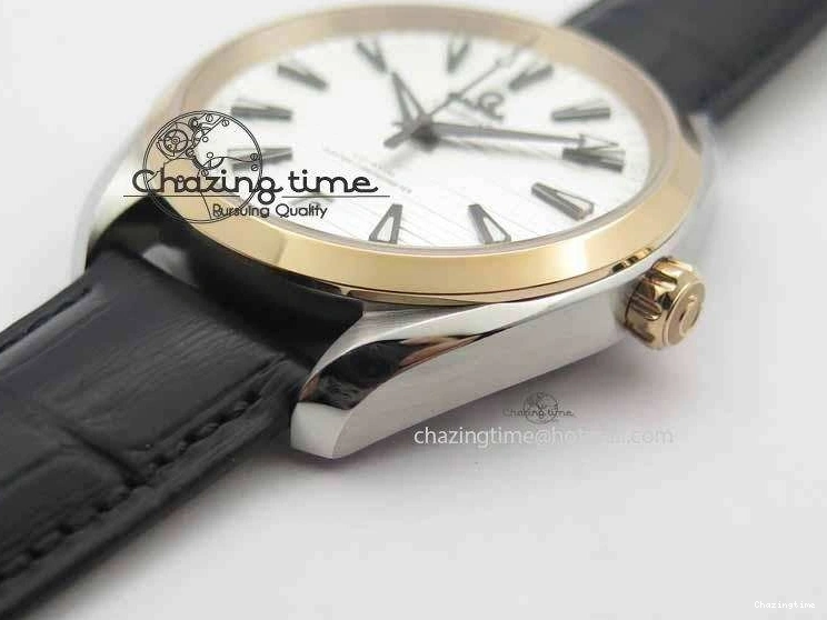 0202 2017 Aqua Terra SS RG XF Best Edition White Textured Dial On Black Leather Strap A Functional 8157